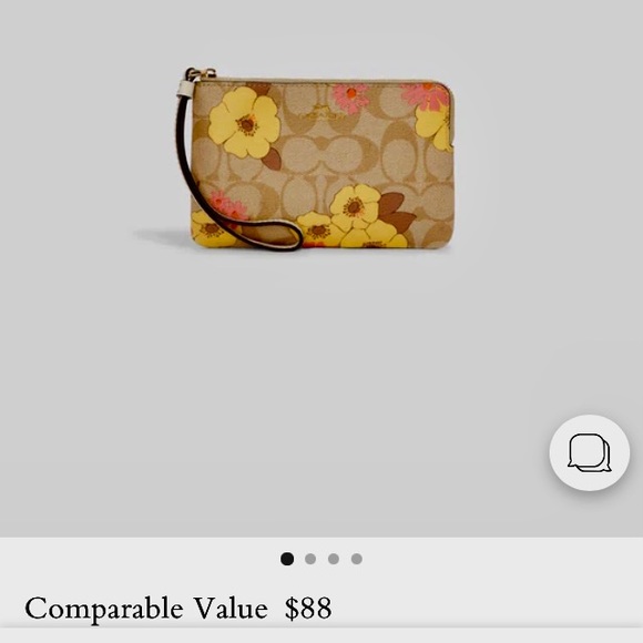 Coach Wristlet In sig. canvas w/floral cluster print.Gold/ light/ khaki multi. - Picture 5 of 9